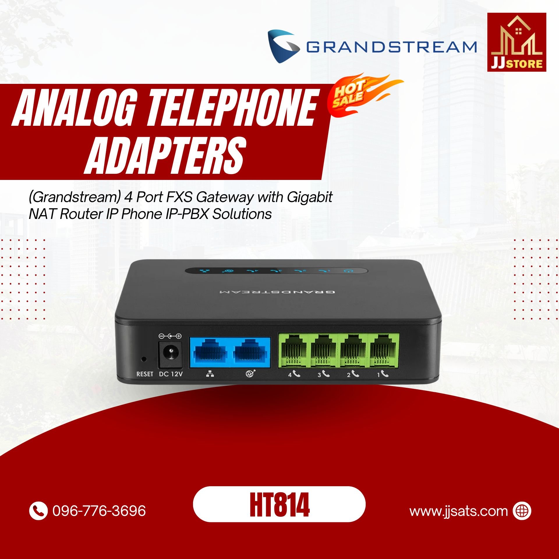 HT814 (Grandstream) 4 Port FXS Gateway with Gigabit NAT Router IP Phone IP-PBX Solutions