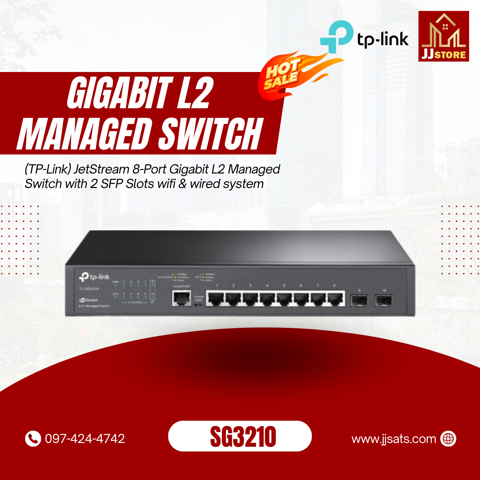 SG3210 (TP-Link) JetStream 8-Port Gigabit L2 Managed Switch with 2 SFP Slots wifi & wired system
