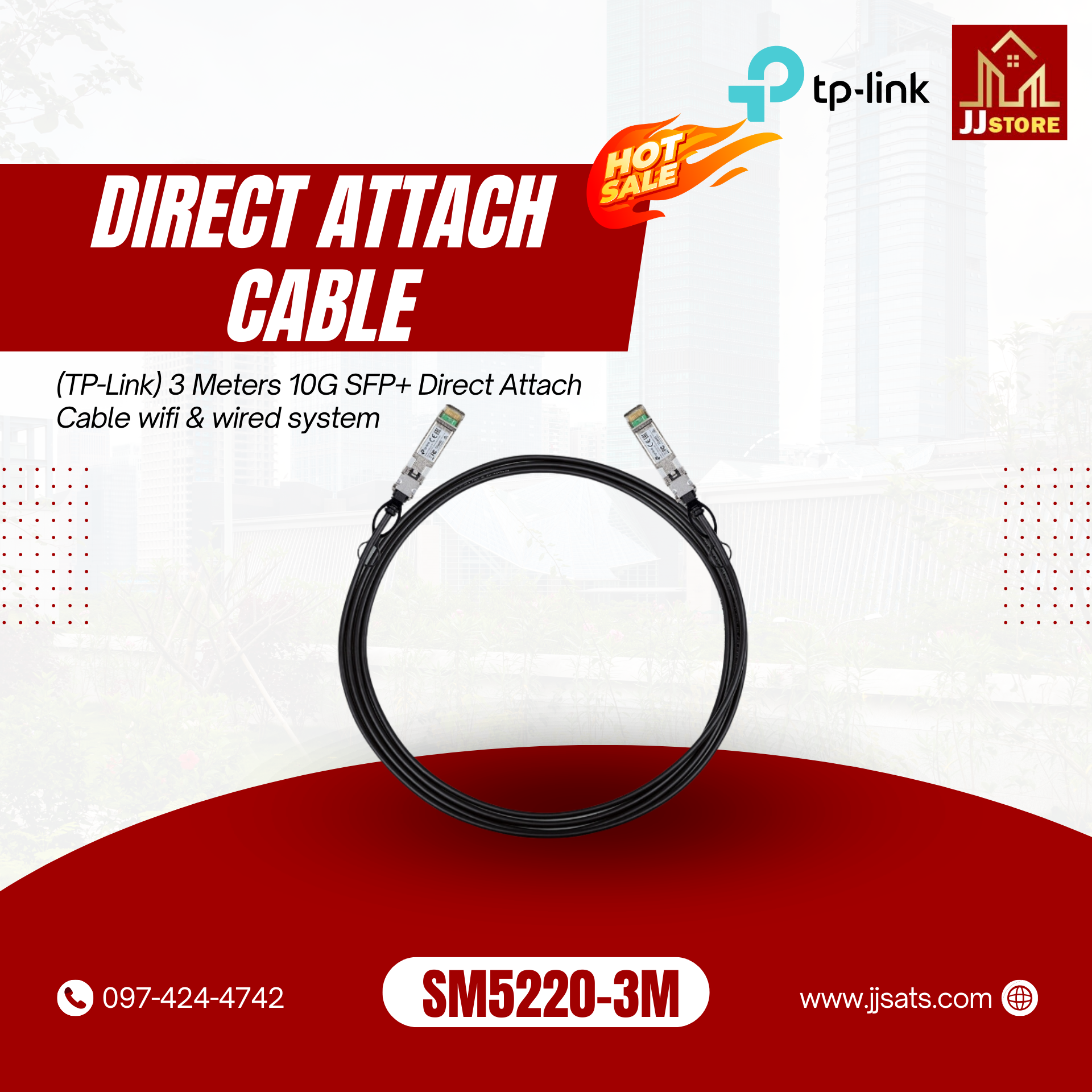 SM5220-3M (TP-Link) 3 Meters 10G SFP+ Direct Attach Cable wifi & wired system
