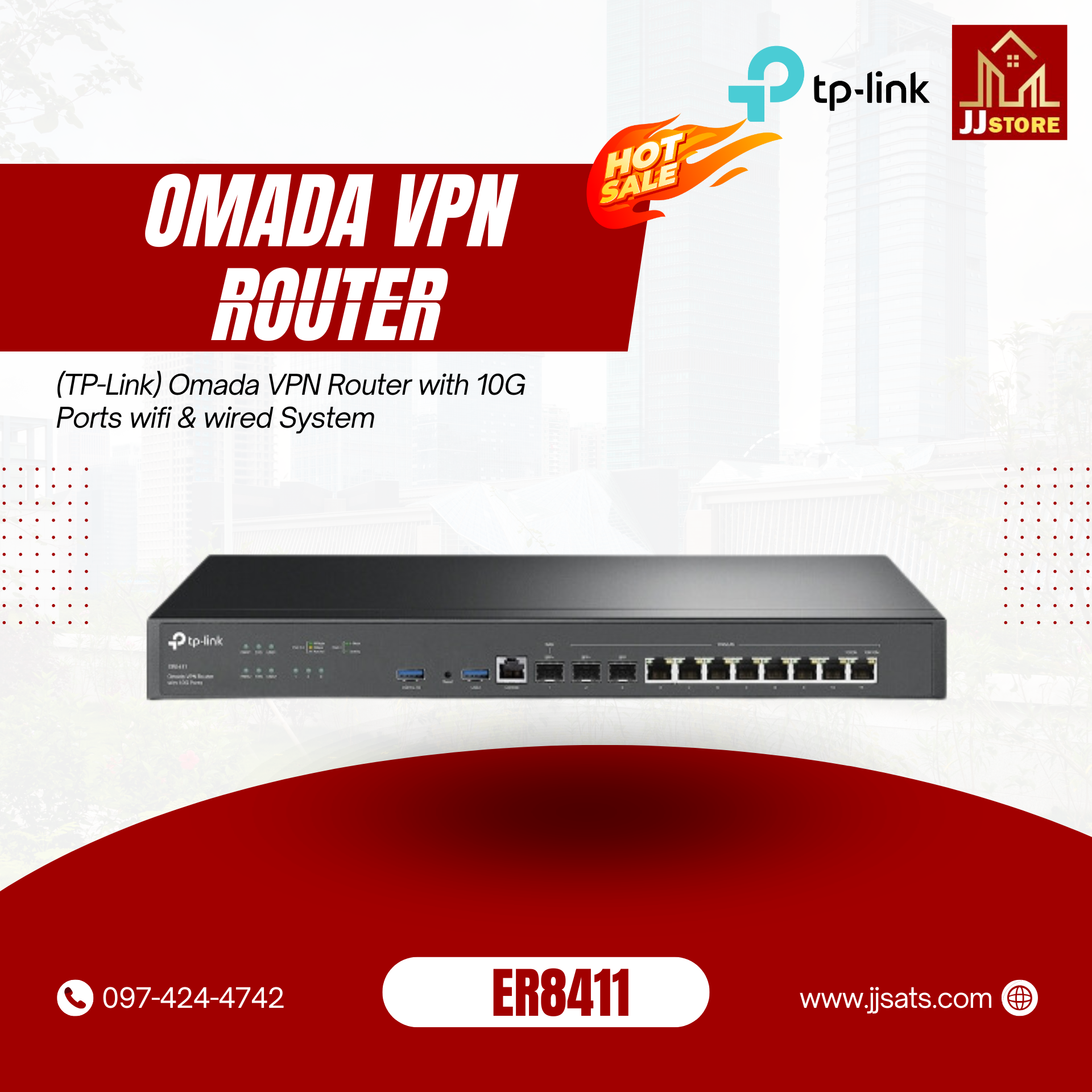 ER8411 (TP-Link) Omada VPN Router with 10G Ports wifi & wired System