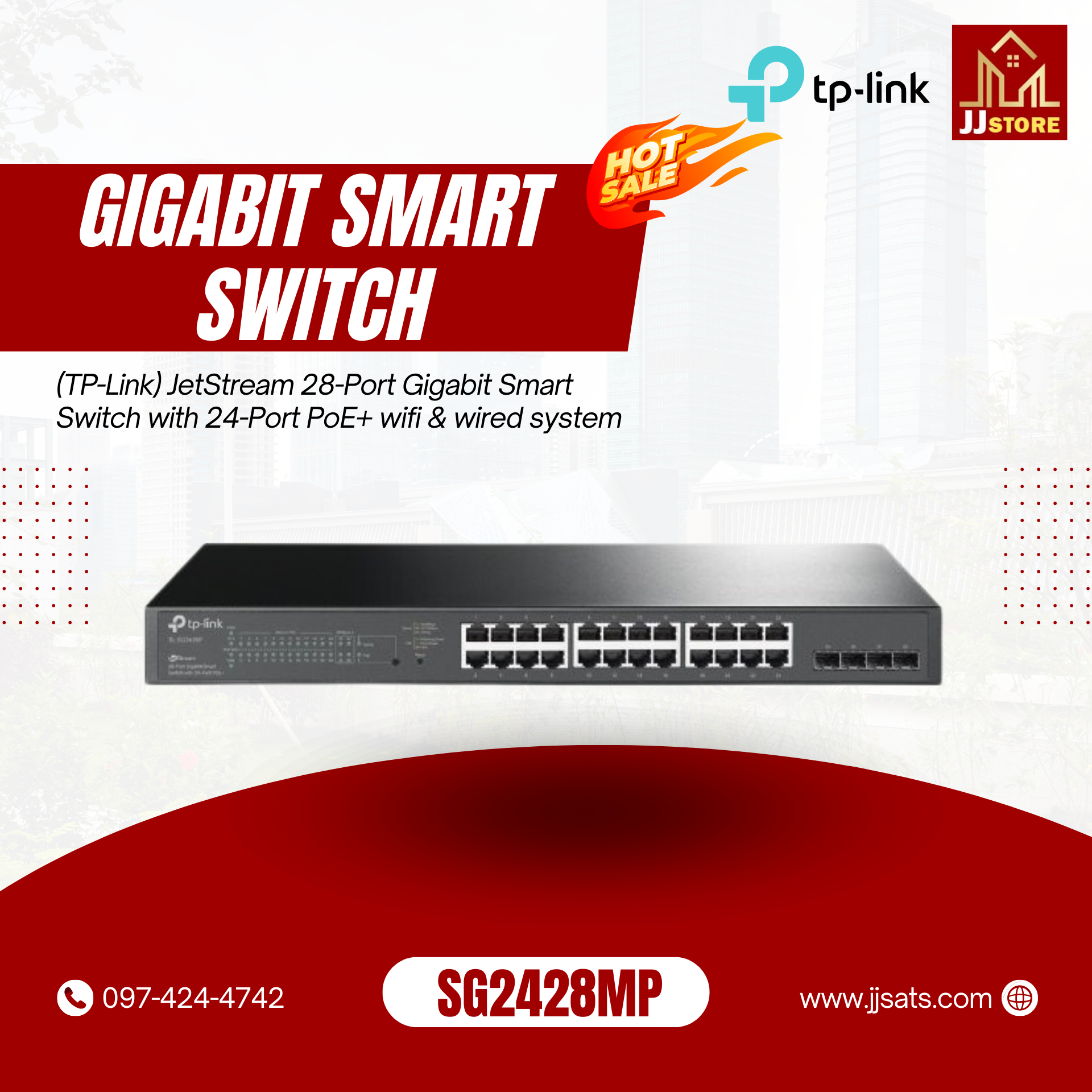SG2428MP (TP-Link) JetStream 28-Port Gigabit Smart Switch with 24-Port PoE+ wifi & wired system