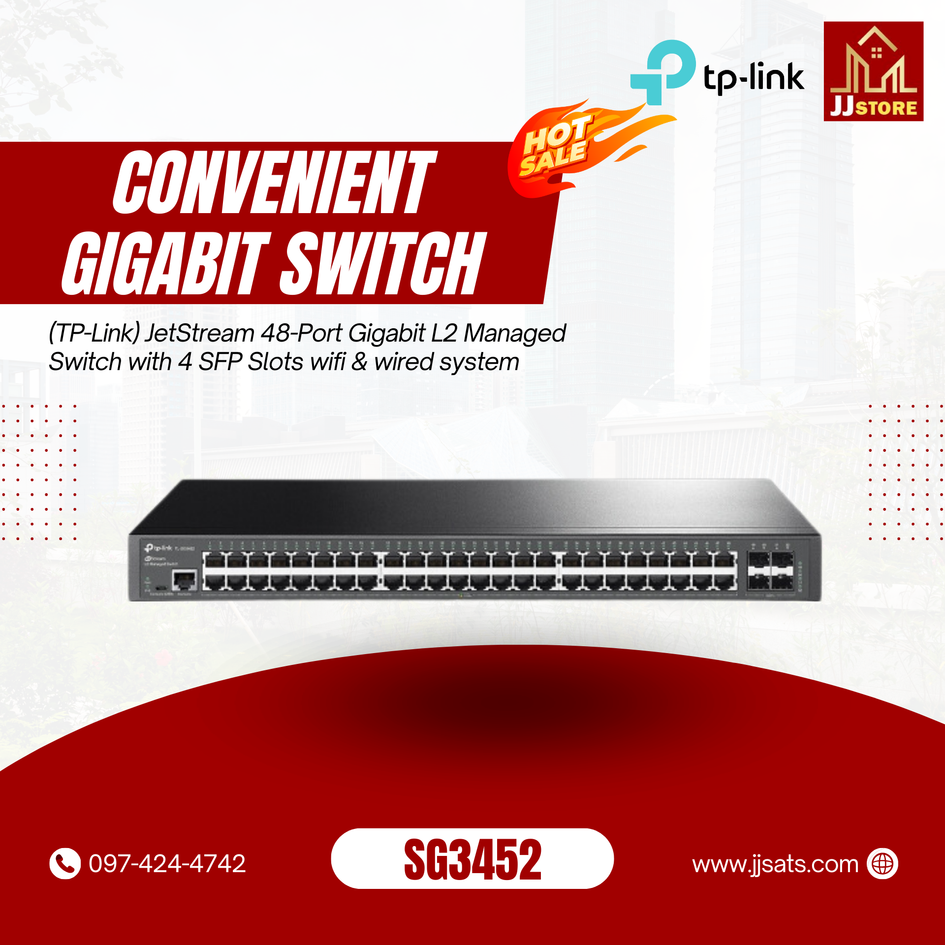 SG3452 (TP-Link) JetStream 48-Port Gigabit L2 Managed Switch with 4 SFP Slots wifi & wired system