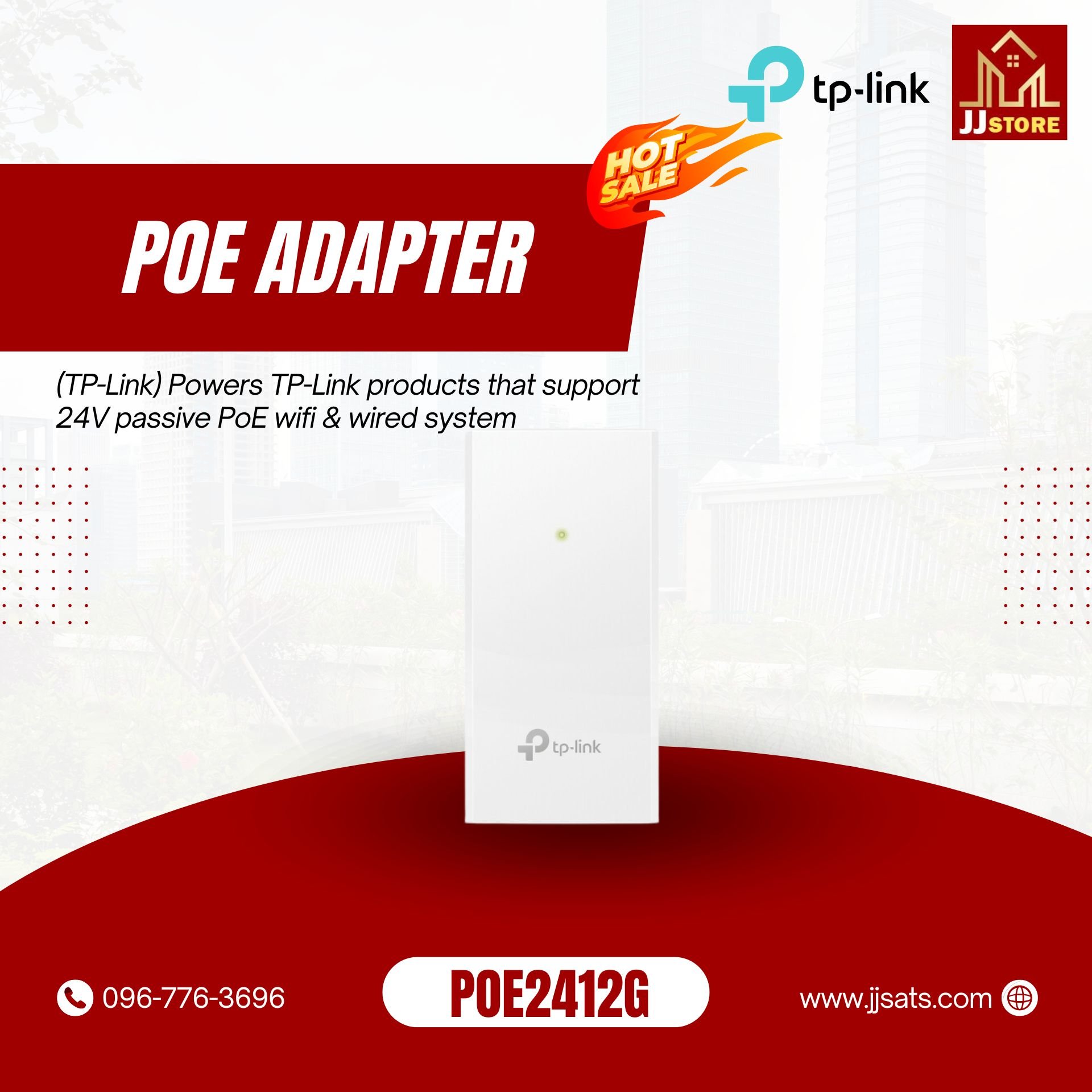 POE2412G (TP-Link) Powers TP-Link products that support 24V passive PoE wifi & wired system