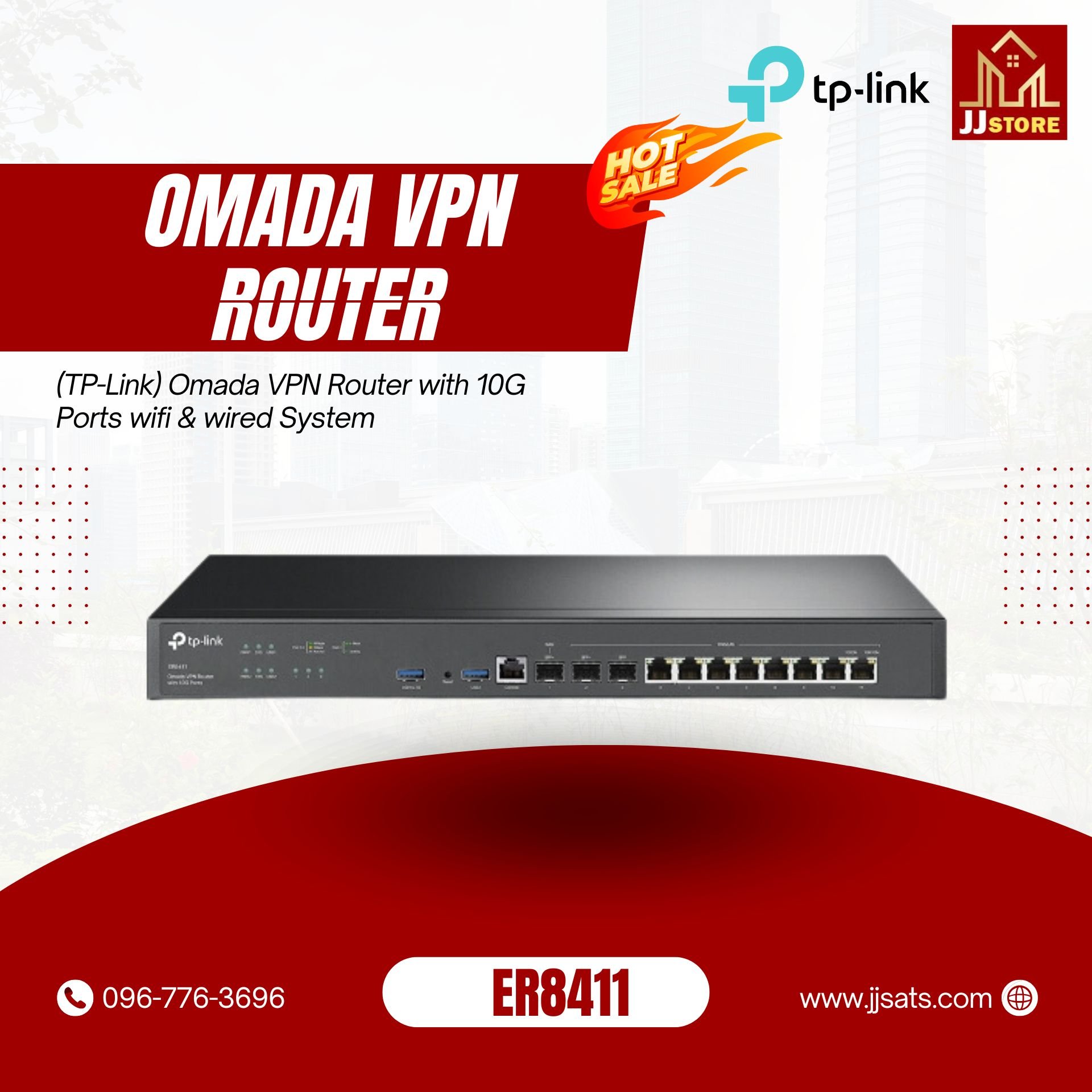 ER8411 (TP-Link) Omada VPN Router with 10G Ports wifi & wired System
