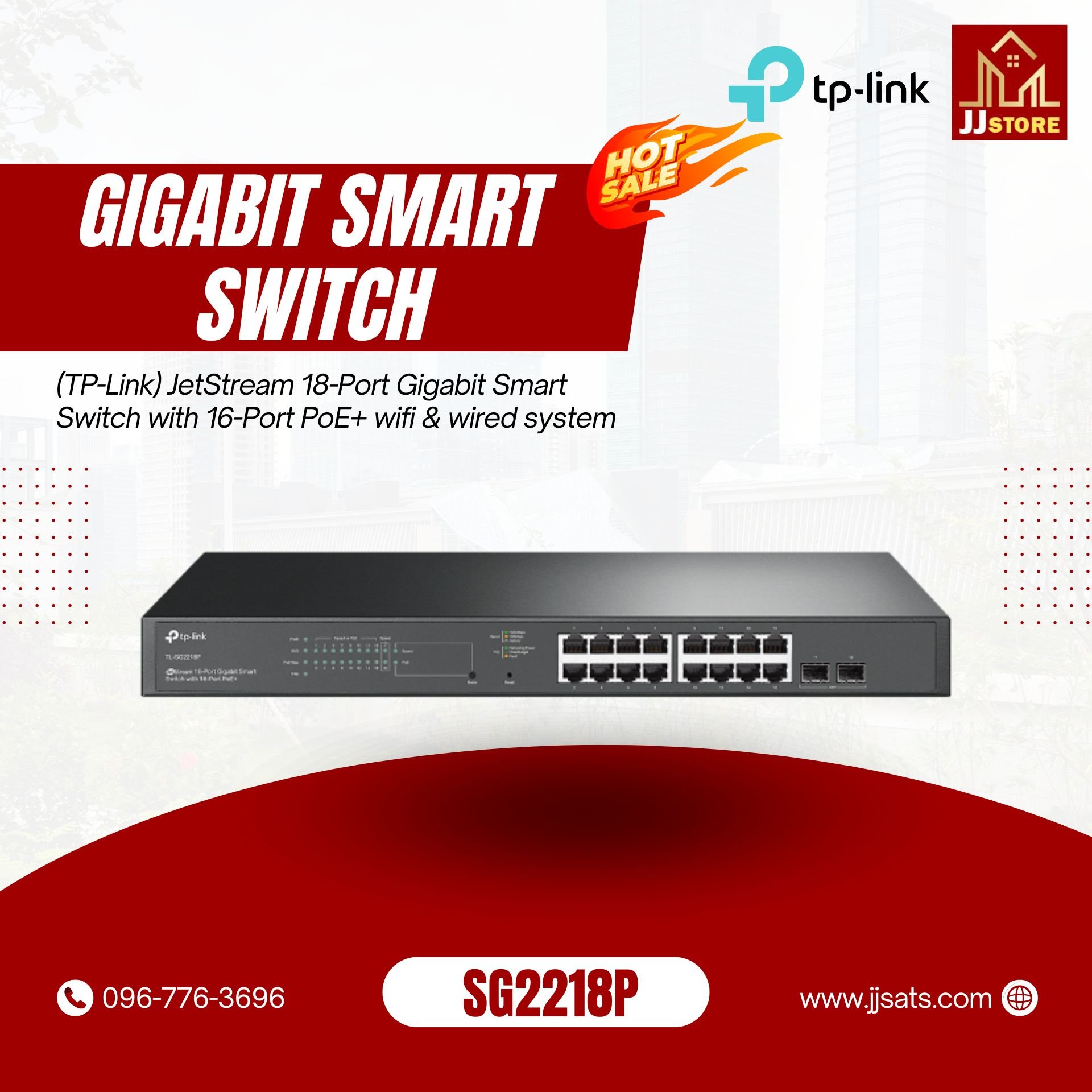 SG2218P (TP-Link) JetStream 18-Port Gigabit Smart Switch with 16-Port PoE+ wifi & wired system