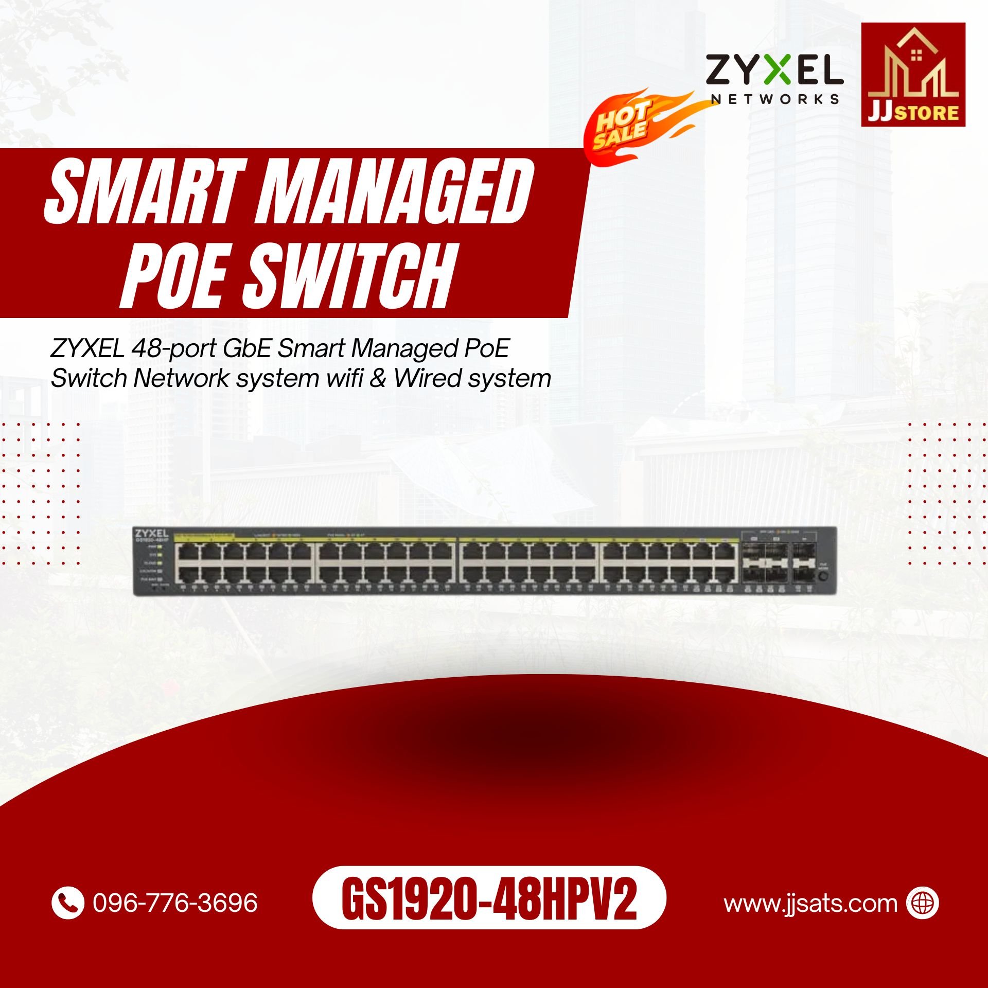 GS1920-48HPv2 ZYXEL 48-port GbE Smart Managed PoE Switch Network system wifi & Wired system