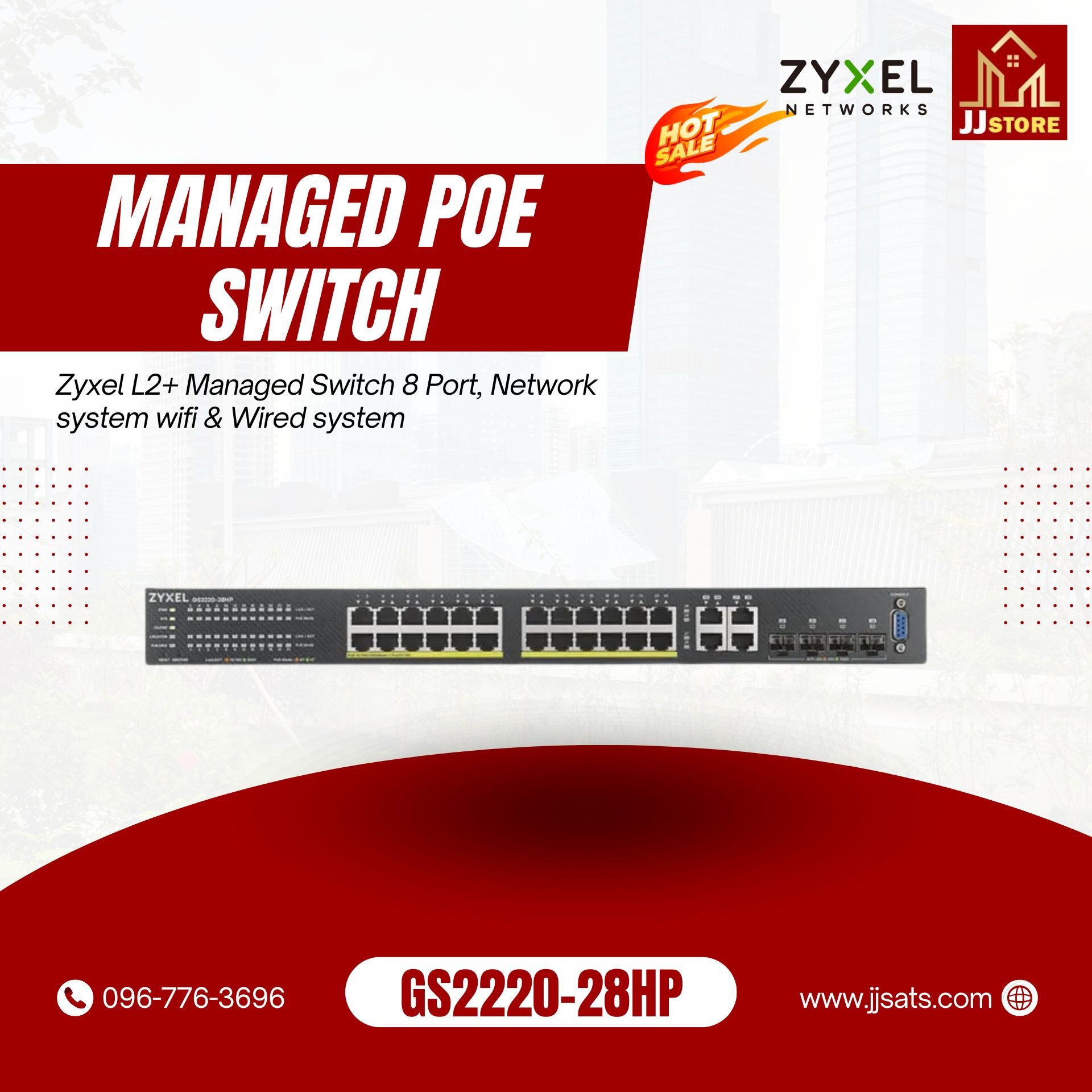 GS2220-28HP Zyxel L2+ Managed Switch 8 Port, Network system wifi & Wired system