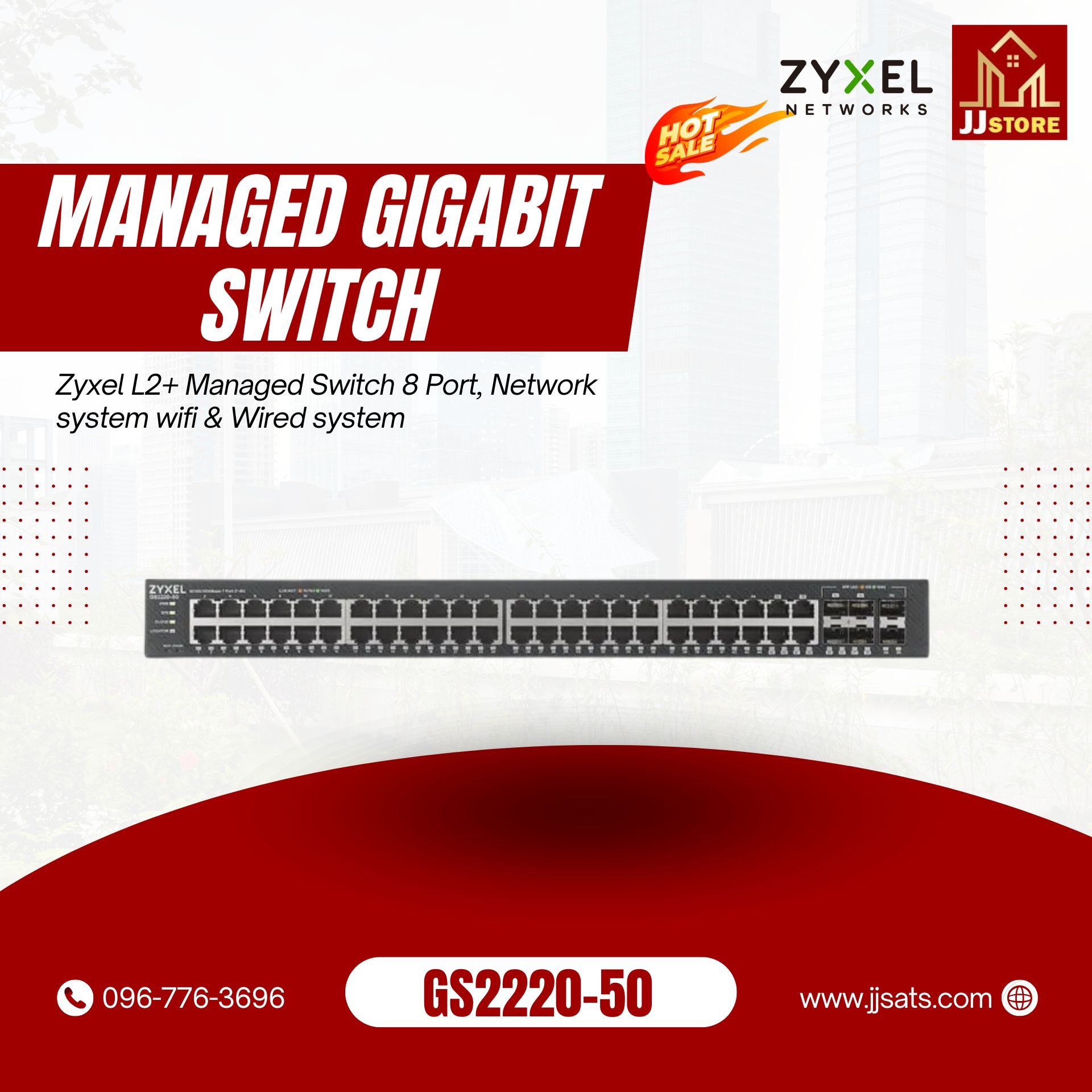 GS2220-50 Zyxel L2+ Managed Switch 8 Port, Network system wifi & Wired system