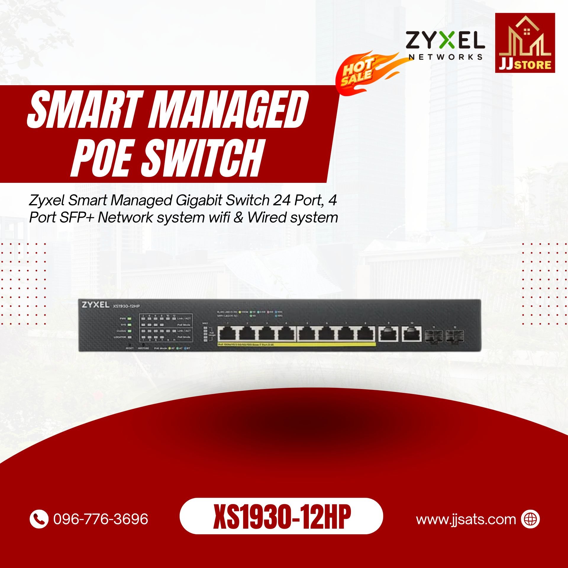XS1930-12HP Zyxel Smart Managed Gigabit Switch 24 Port, 4 Port SFP+ Network system wifi & Wired system