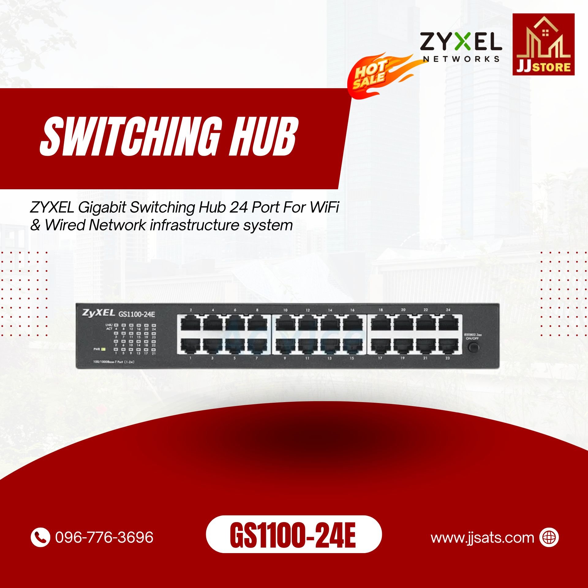 GS1100-24E ZYXEL Gigabit Switching Hub 24 Port For WiFi & Wired Network infrastructure system