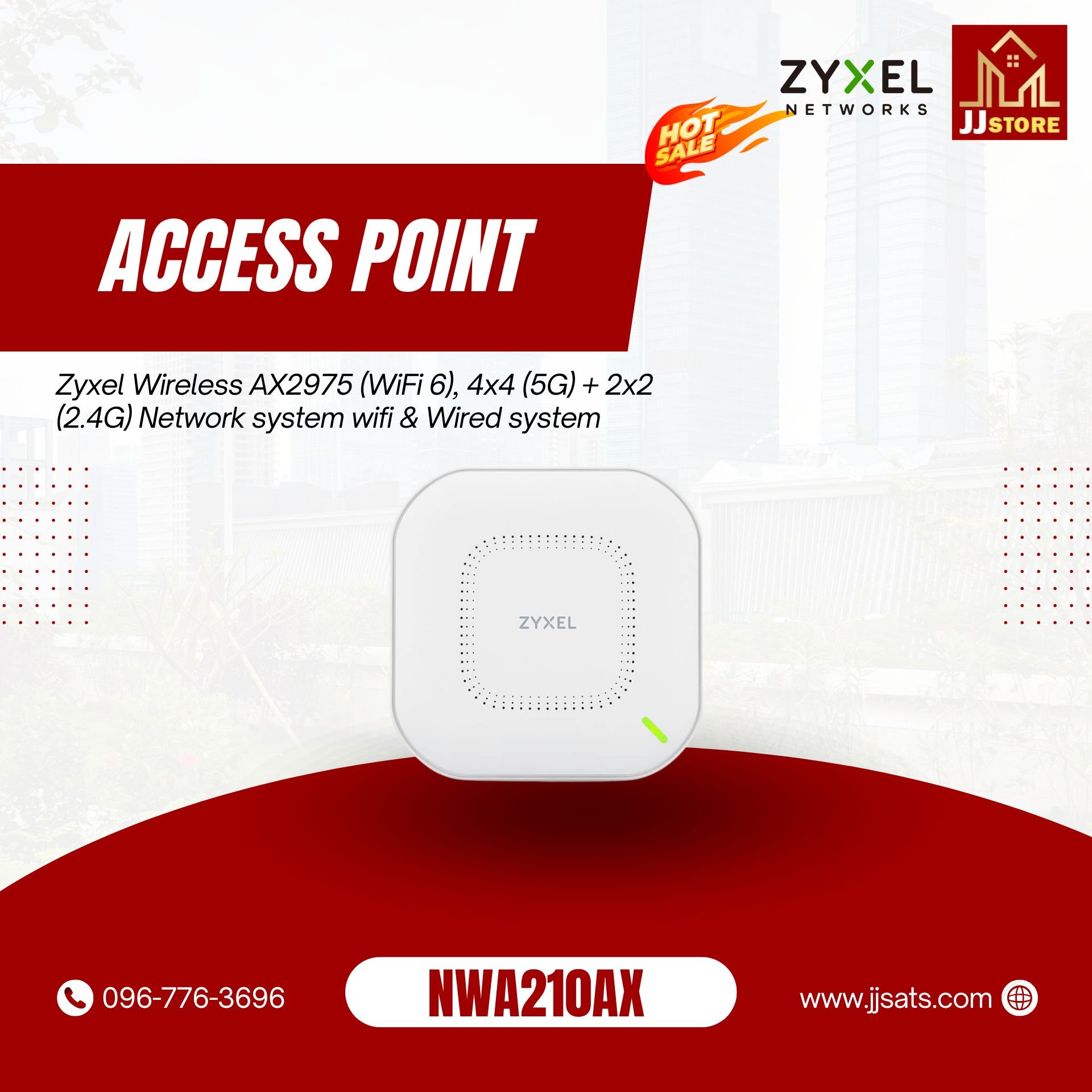 NWA210AX Zyxel Wireless AX2975 (WiFi 6), 4x4 (5G) + 2x2 (2.4G) Network system wifi & Wired system