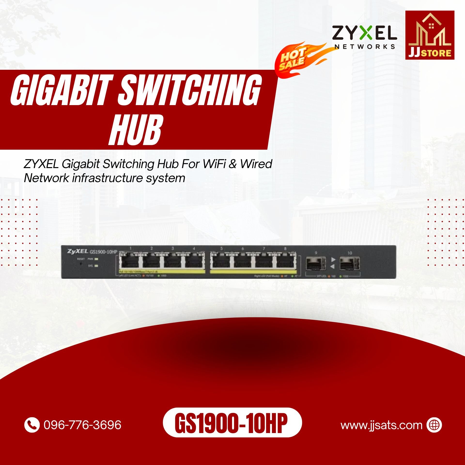 GS1900-10HP ZYXEL Gigabit Switching Hub For WiFi & Wired Network infrastructure system