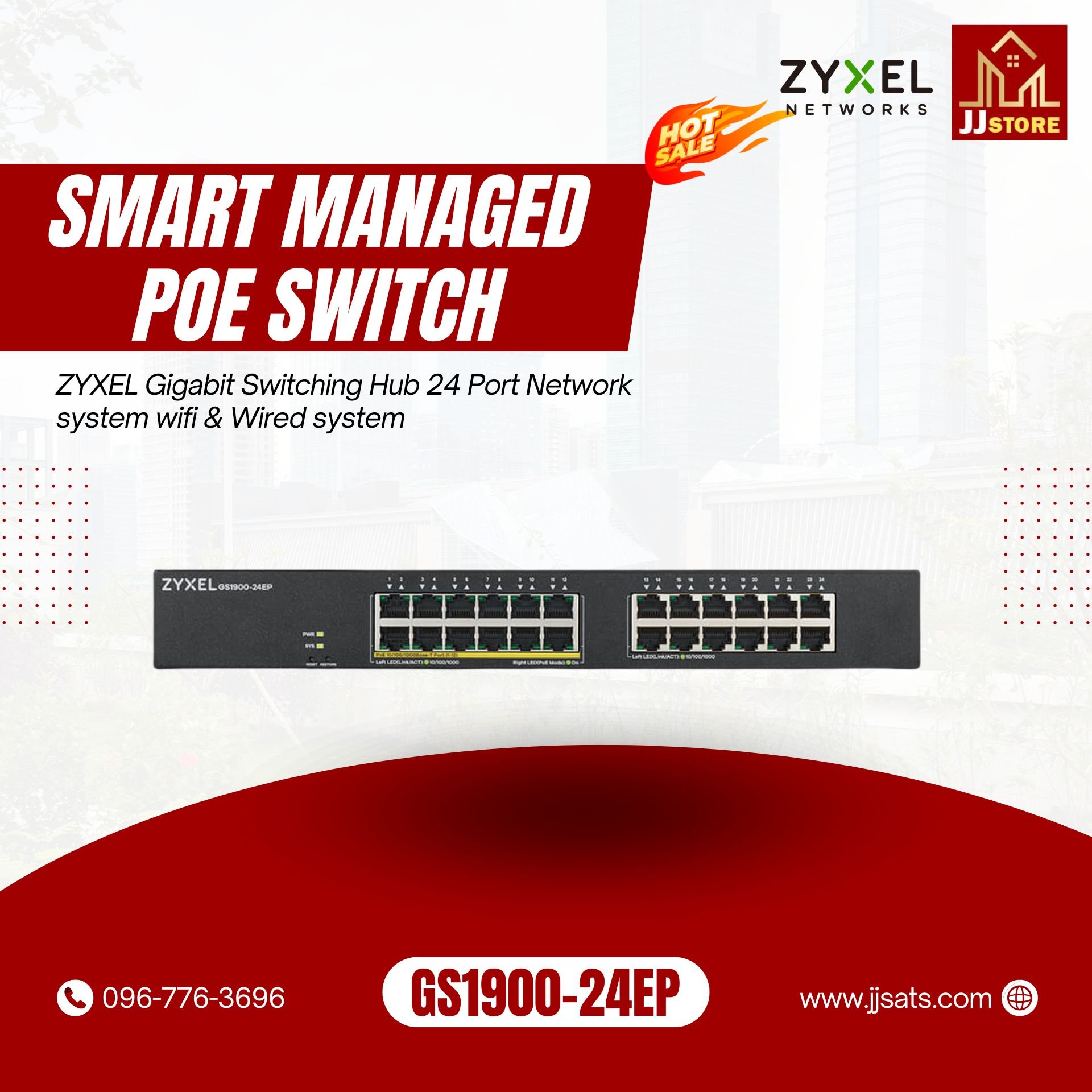 GS1900-24EP ZYXEL Gigabit Switching Hub 24 Port Network system wifi & Wired system