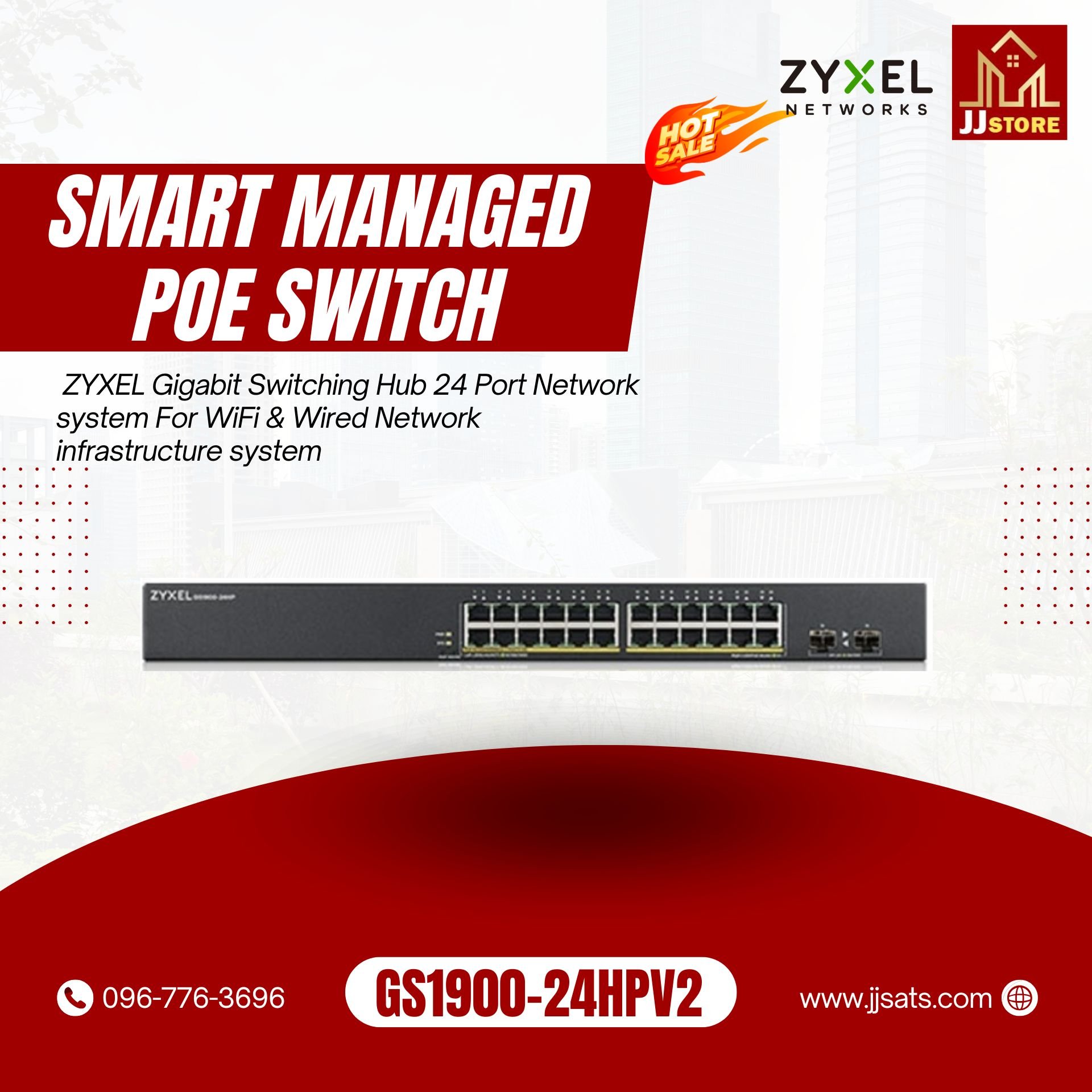 GS1920-24v2 ZYXEL 24-port GbE Smart Managed PoE Network Switch For WiFi & Wired Network infrastructure system
