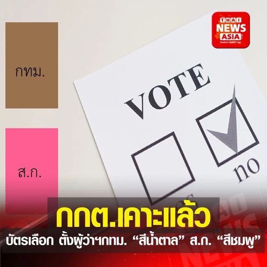 ปลัดกทม. เผย กกต.เคาะแล้ว สีบัตรลงคะแนนเลือกตั้งผู้ว่าฯกทม. 