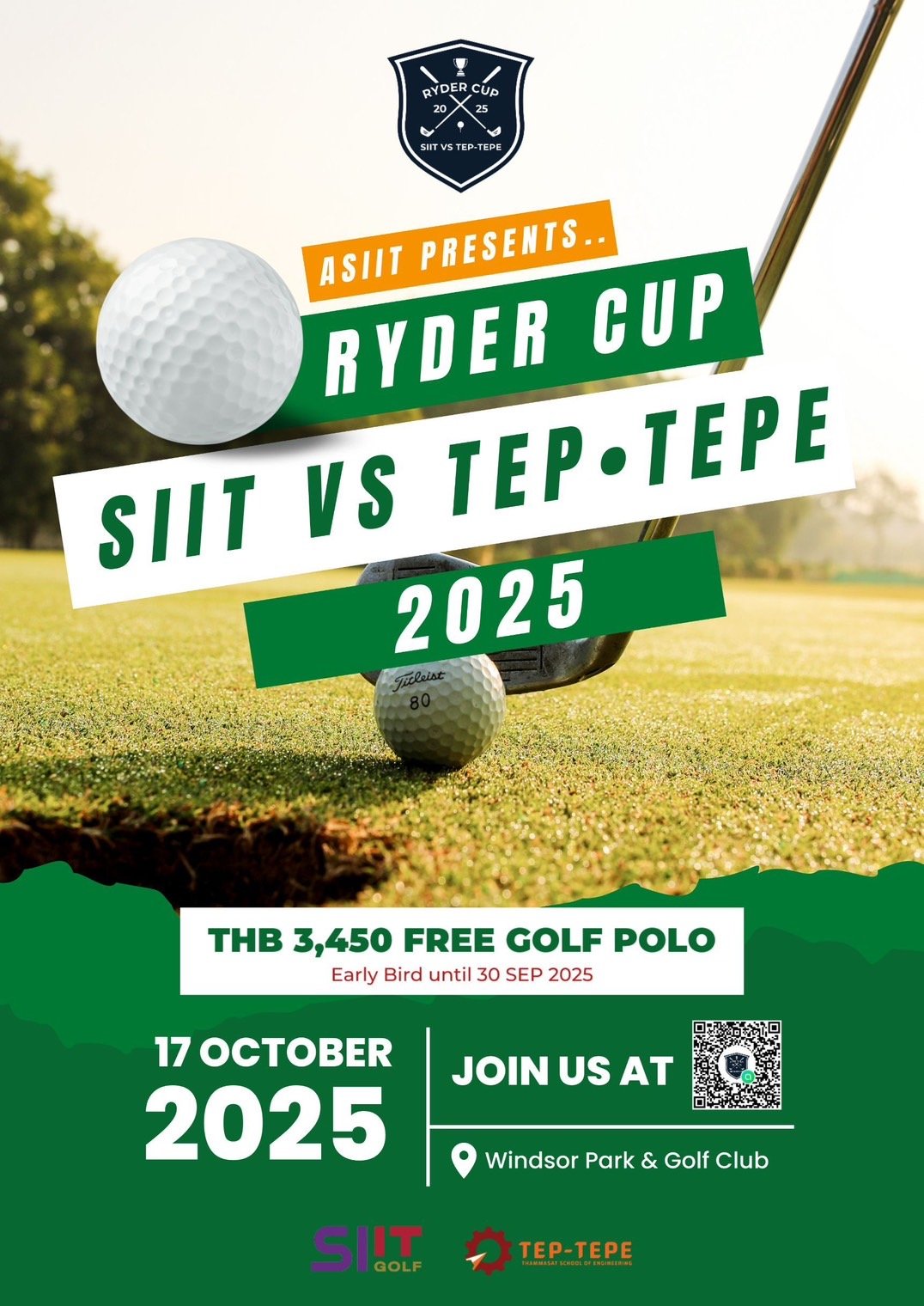 ข่าวประชาสัมพันธ์การจัดการแข่งขันกอล์ฟ ASIIT Presents Ryder Cup 2025 : SIIT vs TEP-TEPE