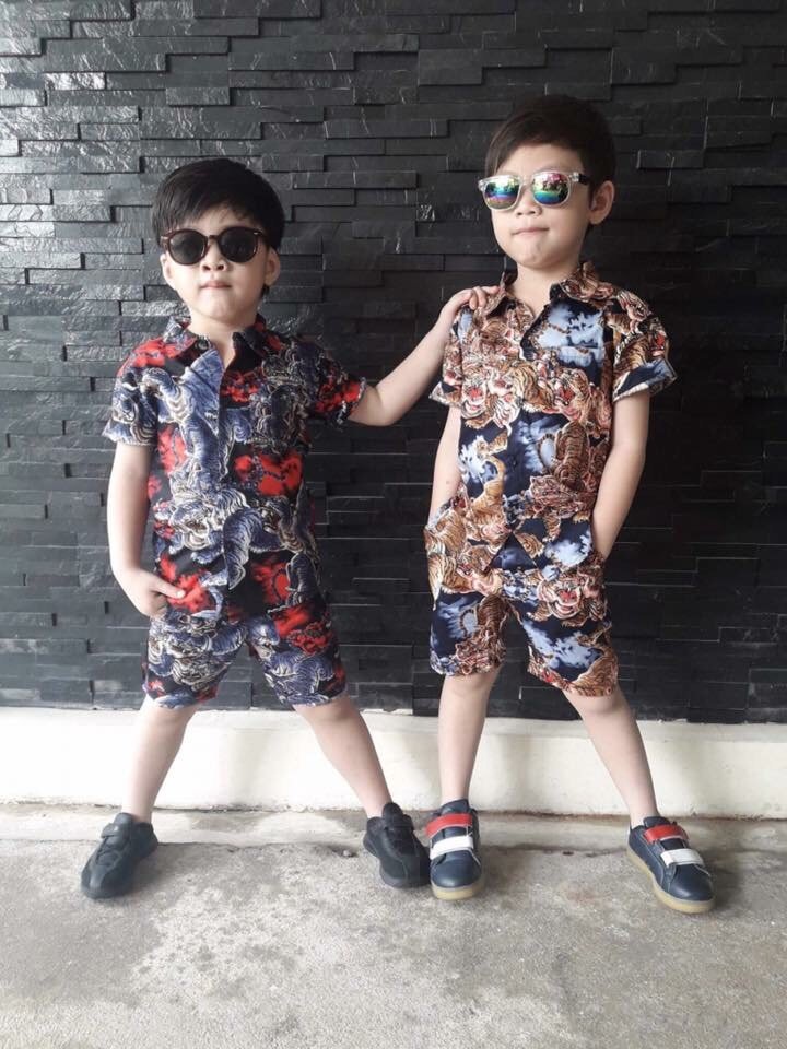 ชุดเซ็ตเสื้อเชิ้ตกางเกงขาสั้นเอวยืด ลาย Mafia tiger! ชุดเซ็ตเสื้อเชิ้ตกางเกงขาสั้นเอวยืด ลาย Mafia tiger!