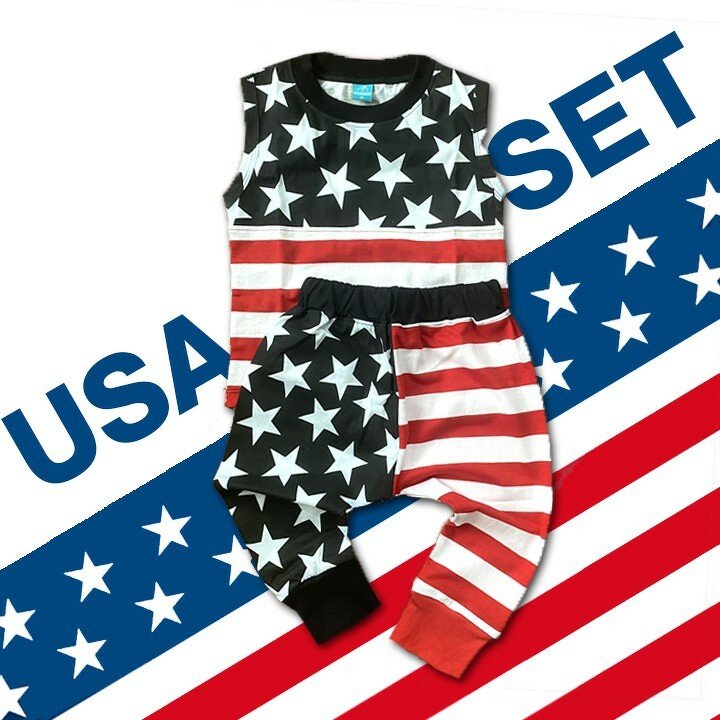 set ชุดแขนกุด ขายาว usa style (PB534)