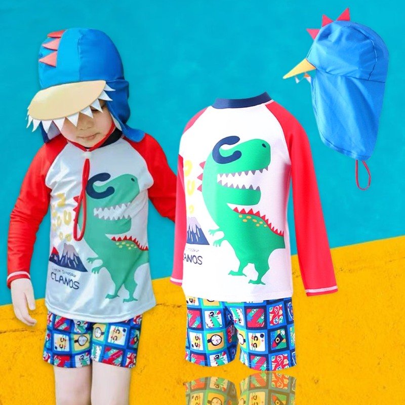 ชุดว่ายน้ำเด็ก Funny t-rex (3ชิ้น ชุด+หมวก)(SW140)