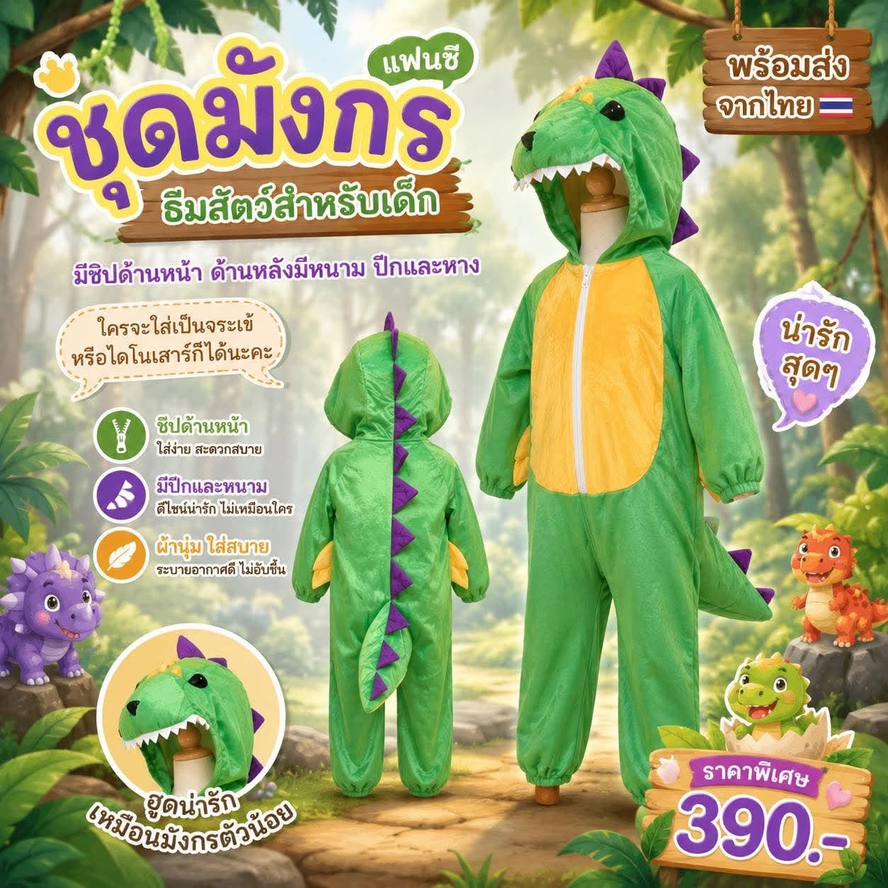 ชุดแฟนซีมังกรเด็ก จระเข้เด็ก ธีมสัตว์สำหรับเด็ก