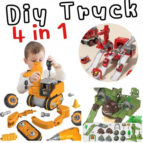 DIY TRUCK 4-in 1รถอาชีพ มีแบบรถก่อสร้างให้เลือก