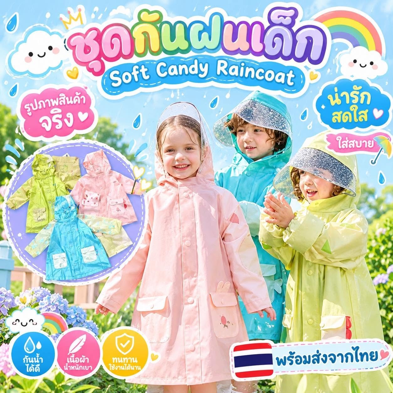 ชุดกันฝนเด็ก Soft Candy จาก Kocotree (RAIN36)