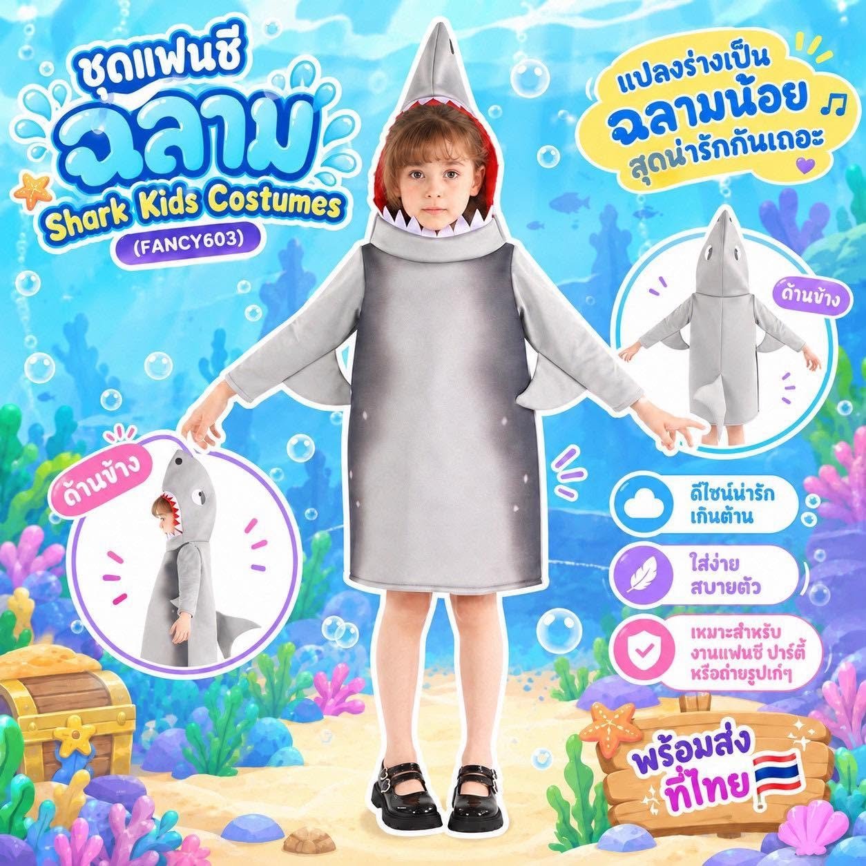 ชุดแฟนซี ฉลาม สำหรับเด็ก Shark Kids Costumes (FANCY603)