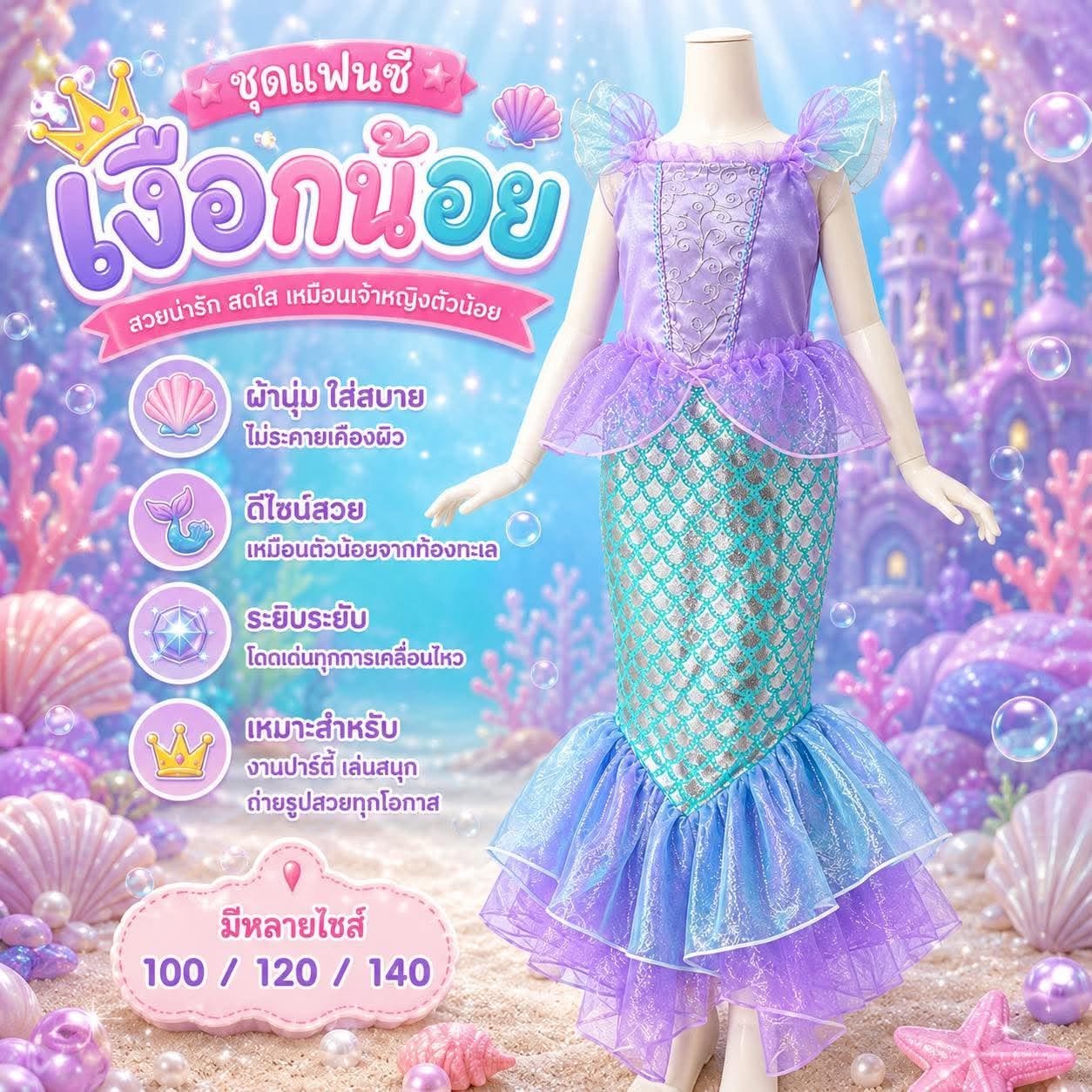 Mermaid ชุดแฟนซี ชุดเงือกน้อย ชุดเจ้าหญิง