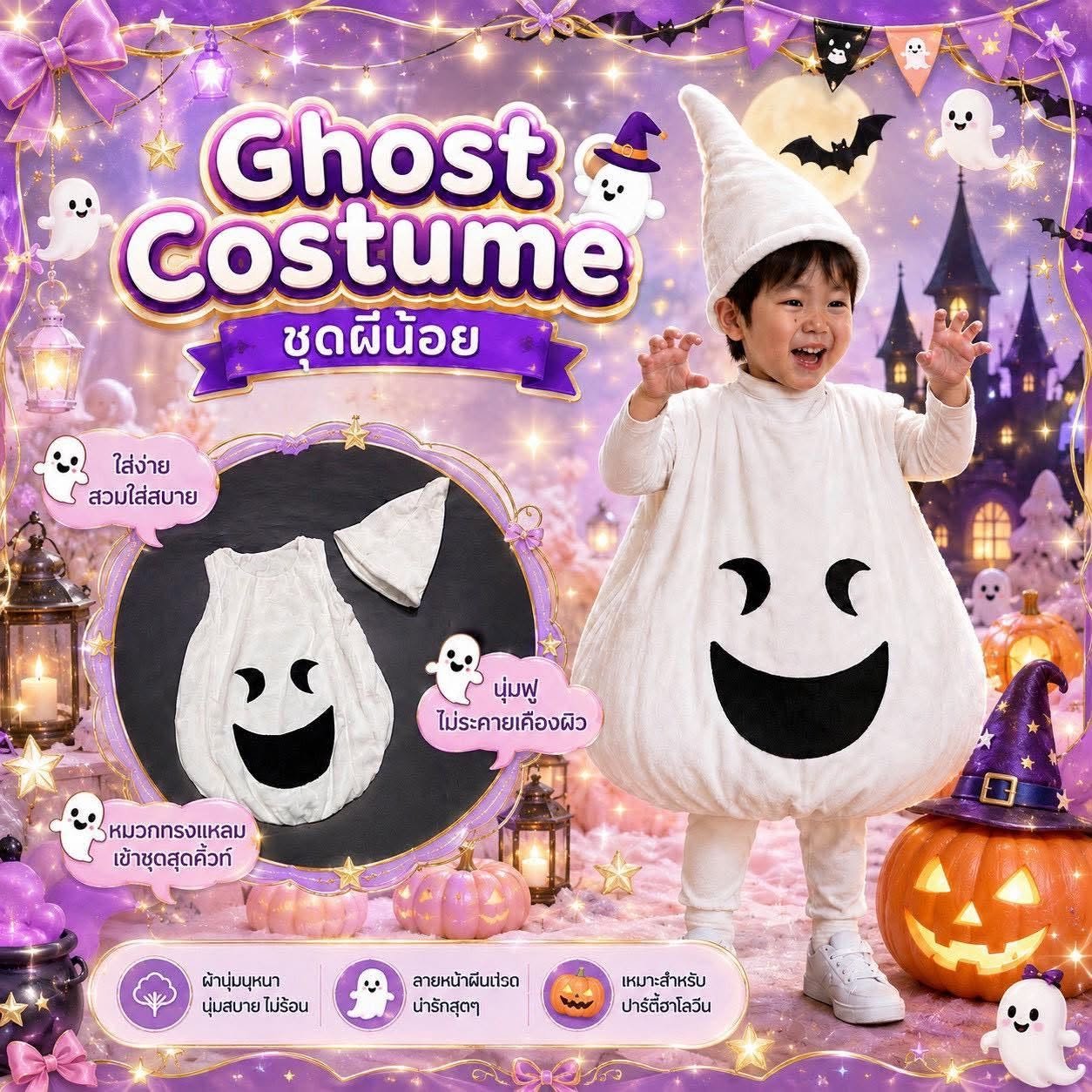 ชุดฮาโลวีนเด็กผีน้อยน่ารัก Ghost Costume 