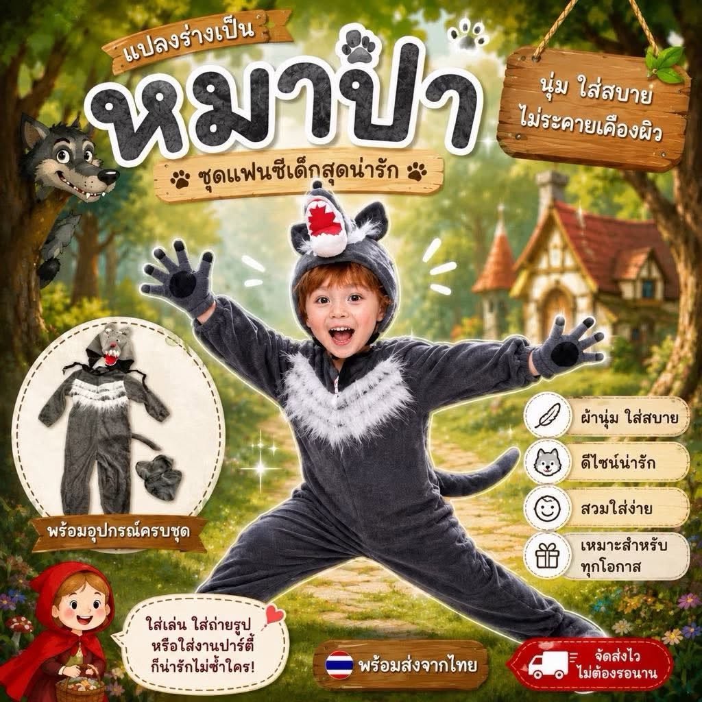 ชุดแฟนซีเด็ก หมาป่าเด็ก Wolf costumes kids 