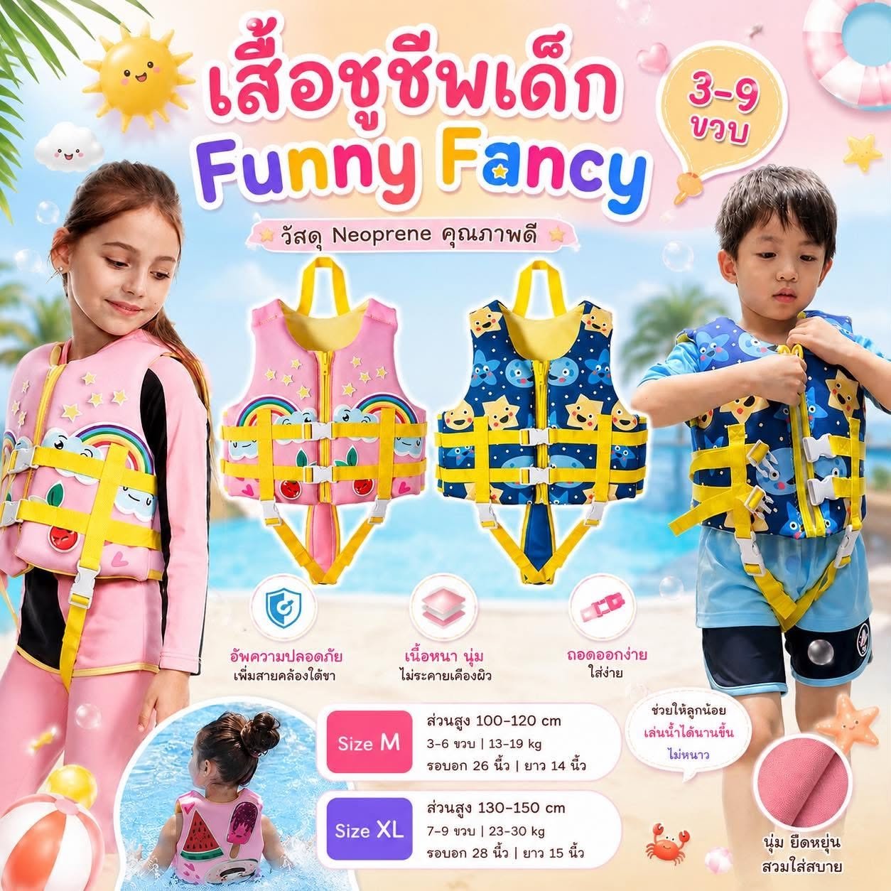 เสื้อชูชีพเด็ก Funny Fancy ชูชีพเด็กรุ่นพรีเมี่ยม