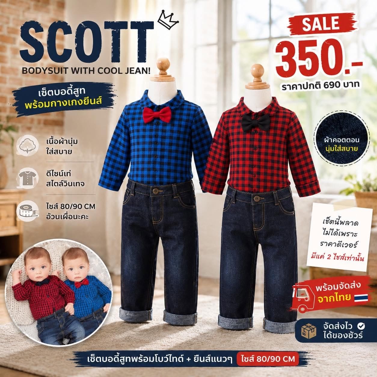 SALE70% Scott bodysuit with cool jean เซ็ตบอดีสูท