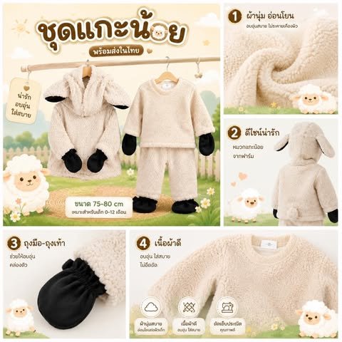 ชุดแฟนซีเด็กแกะน้อย ชุดเด็กน่ารัก สัตว์ต่างๆ