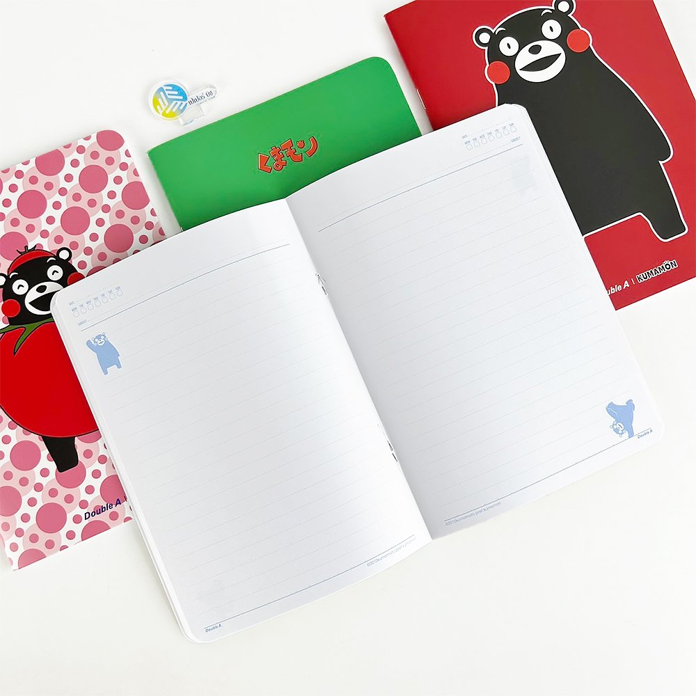 Double A สมุดบันทึก สมุดโน๊ต ขนาด A5 80 แกรม 40 แผ่น คละลาย Kumamon (1เล่ม)