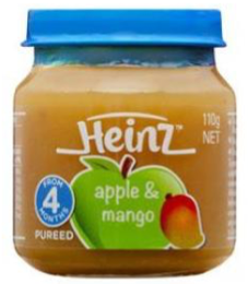 HEINZ APPLE & MANGO 110 G.อาหารสำหรับเด็กแอปเปิ้ลและมะม่วง 110 กรัม