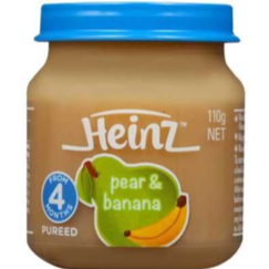 HEINZ PEAR & BANANA 110 G.อาหารสำหรับเด็กรสลูกแพร์และมะม่วง 110 กรัม