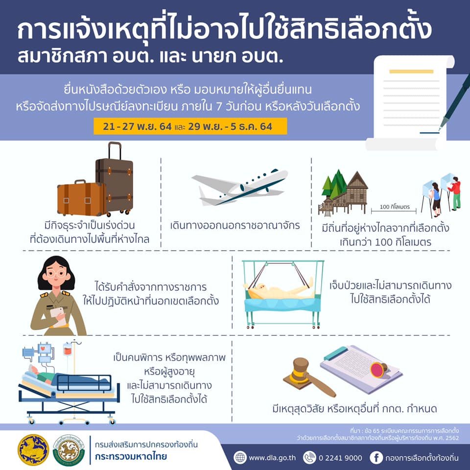 การแจ้งเหตุ ที่ไม่อาจไปใช้สิทธิเลือกตั้ง การแจ้งเหตุ ที่ไม่อาจไปใช้สิทธิเลือกตั้ง