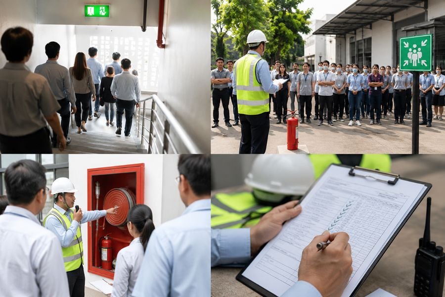 เจาะลึกขั้นตอนการซ้อมอพยพหนีไฟประจำปี: วิธีประเมินผลแผนเผชิญเหตุขององค์กรให้ผ่านเกณฑ์มาตรฐาน