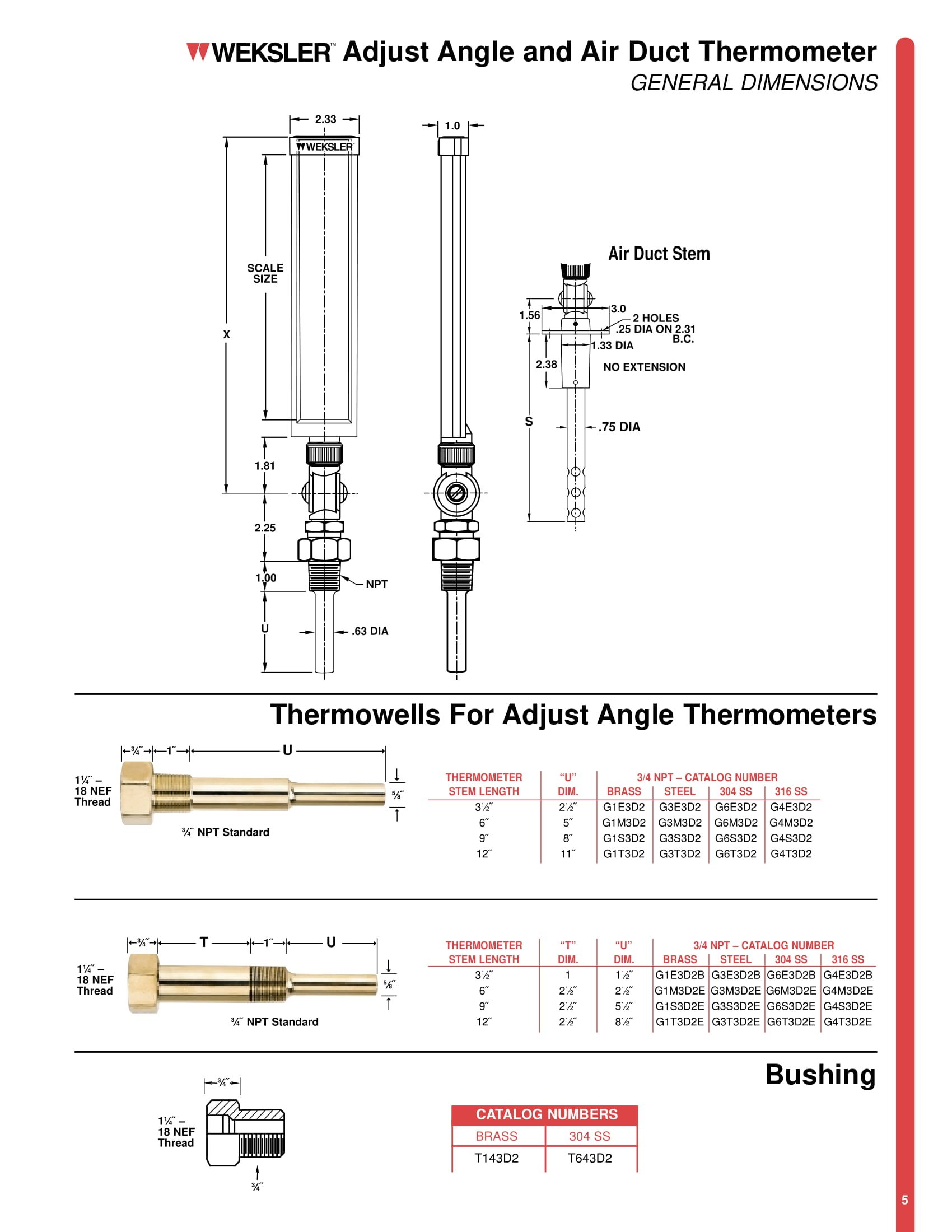 Veksler Instruments Temperature Sensor WEKSLER THERMOMETER