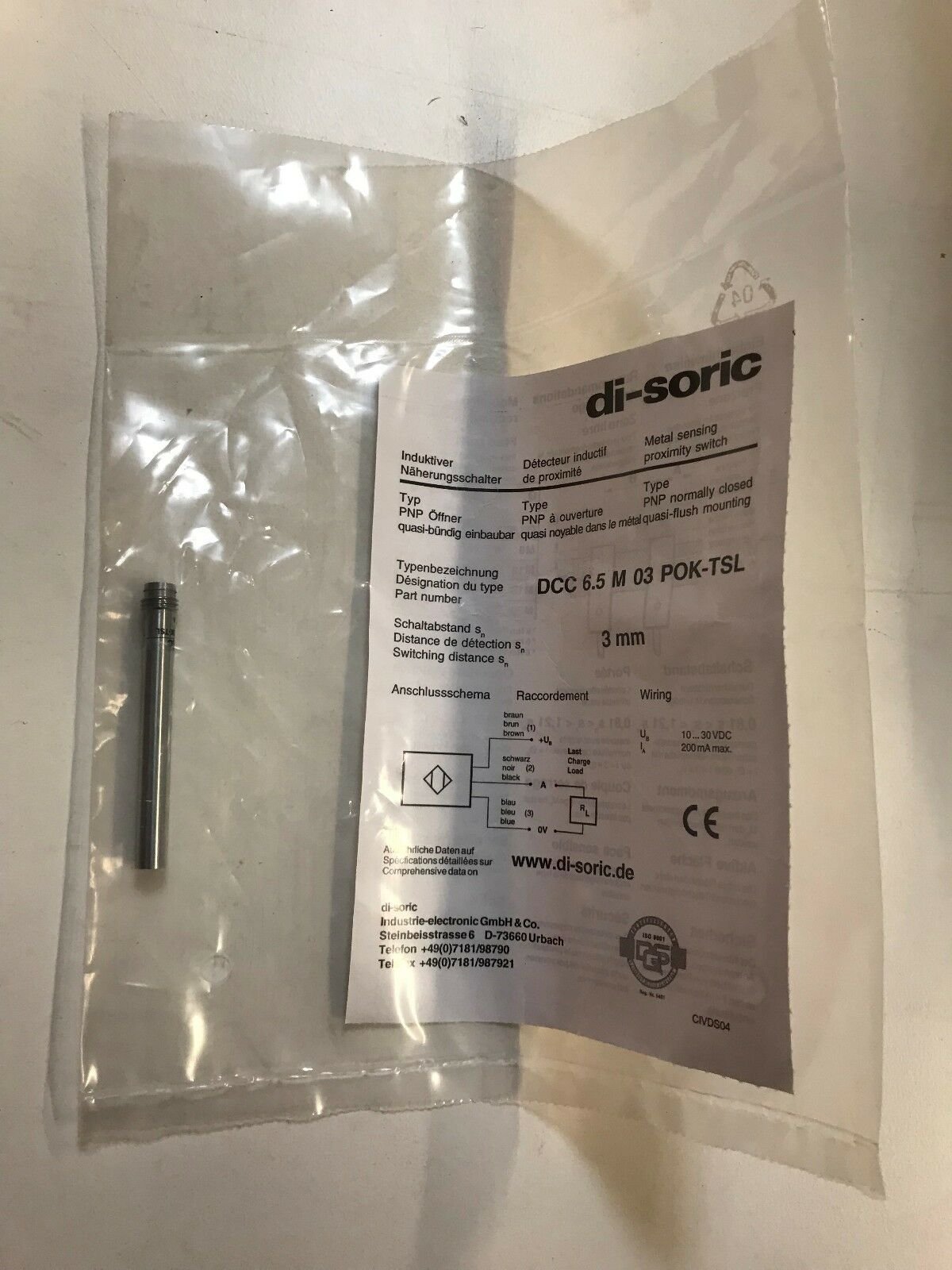 Di-soric Inductive Proximity Sensor - flowautomech