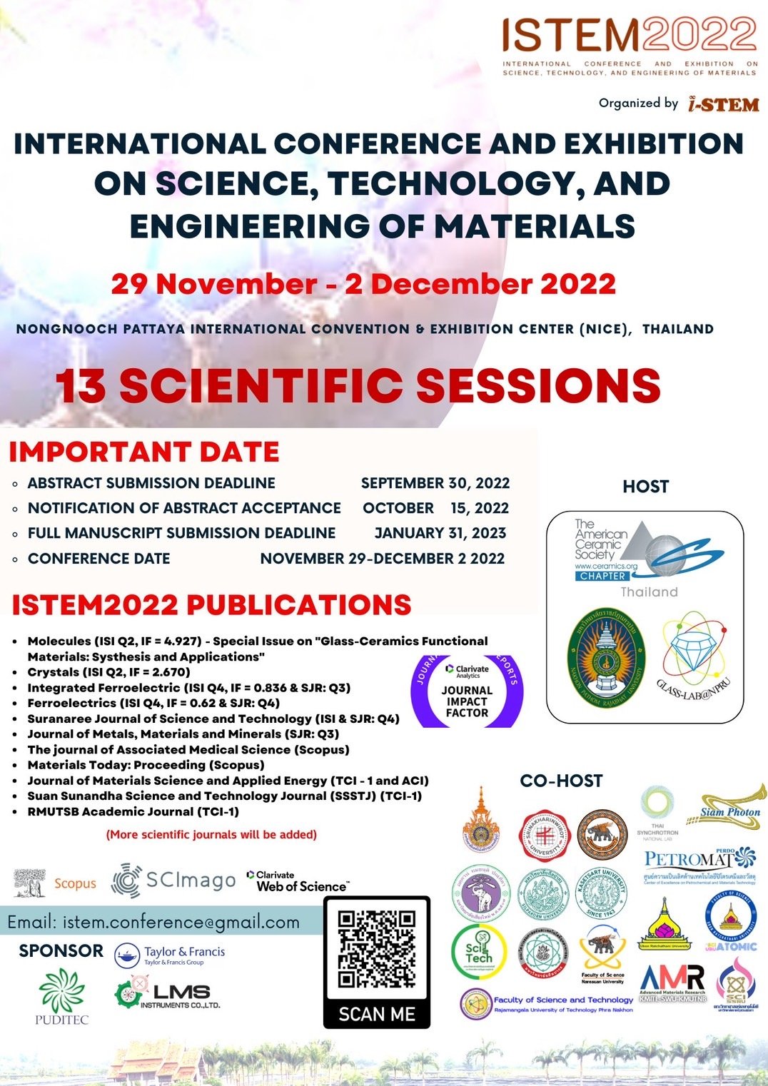 INTERNATIONAL CONFERENCE AND EXHIBITION ON SCIENCE, TECHNOLOGY AND ENGINEERING OF MATERIALS (ISTEM 2022)