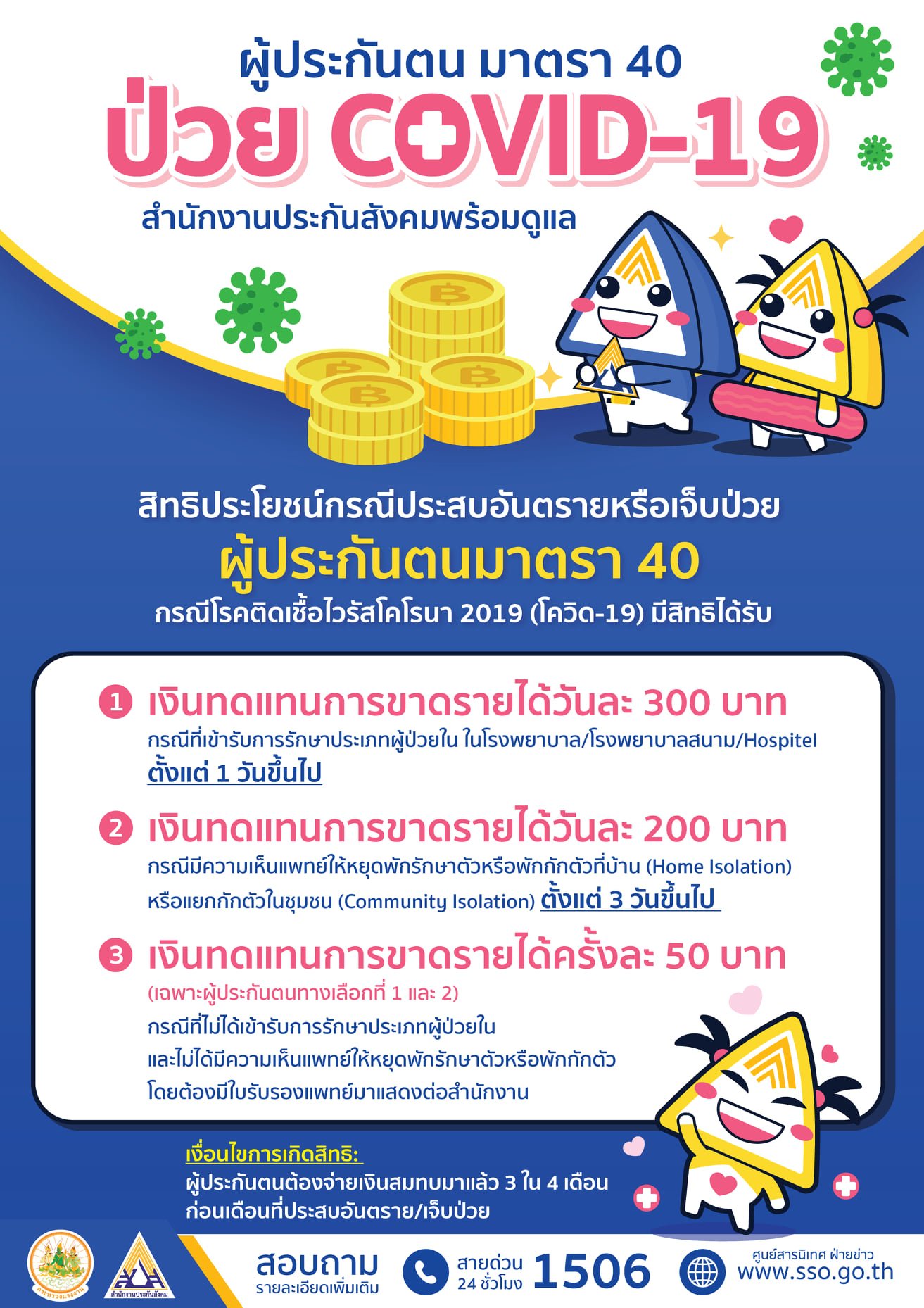 ผู้ประกันตนตามมาตรา 40 ป่วย COVID-19 สำนักงานประกันสังคมพร้อมดูแล ผู้ประกันตนตามมาตรา 40 ป่วย COVID-19 สำนักงานประกันสังคมพร้อมดูแล