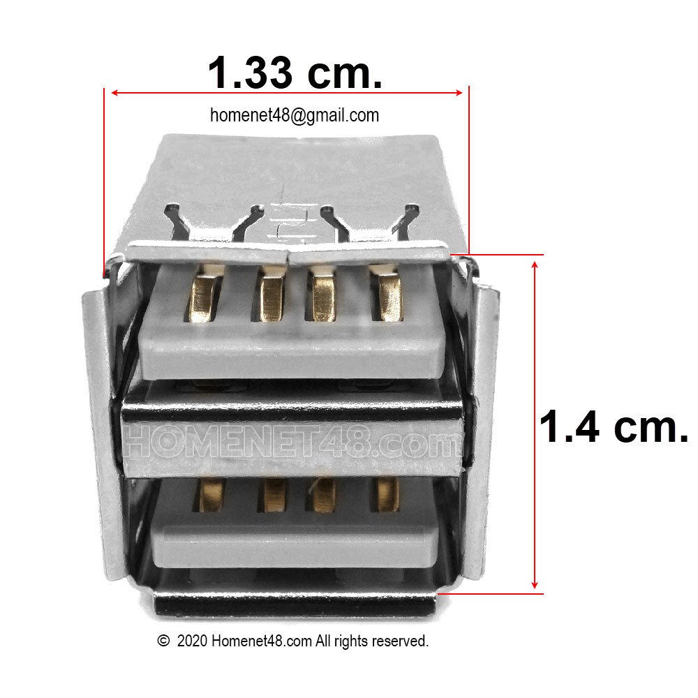 อะไหล่ซ่อม หัว USB ตัวเมีย 2 Port (ขาข้างโค้ง)