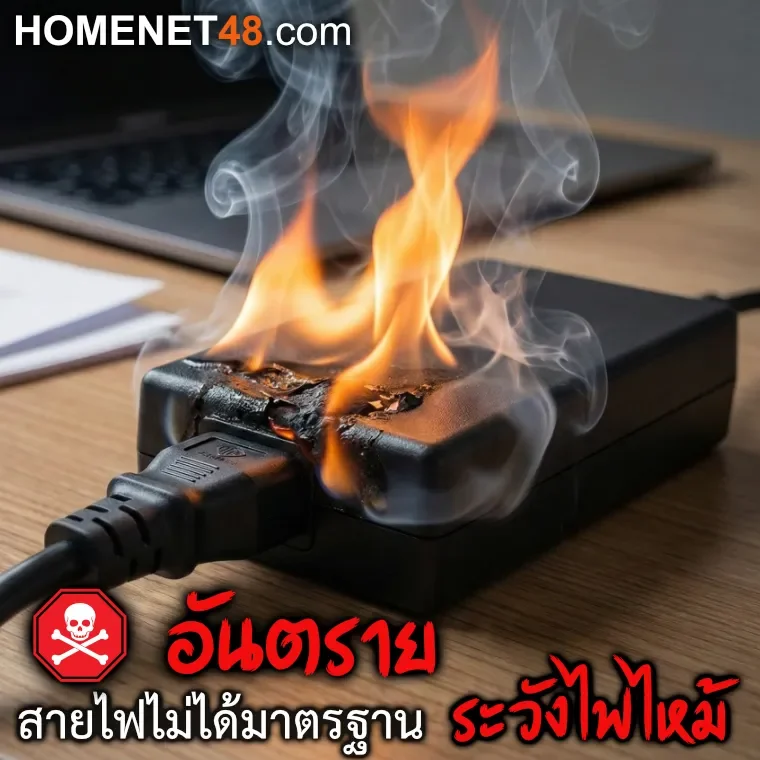 อันตราย สายไฟไม่ได้มาตรฐาน ระวังไฟไหม้