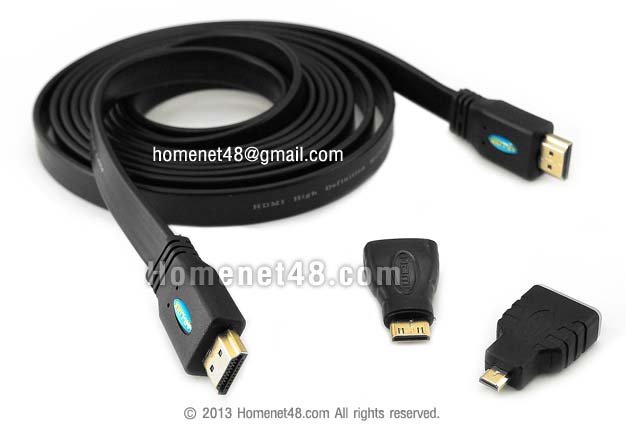 ชุดสาย HDMI 1.4 3D พร้อมหัวแปลง Mini และ Micro ยาว 1.8 เมตร