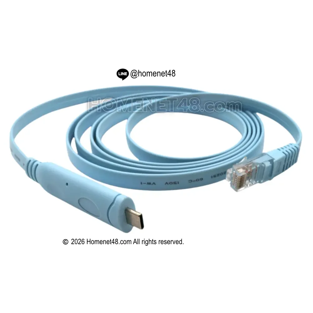 สาย Console Type-C to RJ45 (1.8M) สำหรับ Cisco / Router / Switch (เลือกชิป CH340 / FTDI แท้)