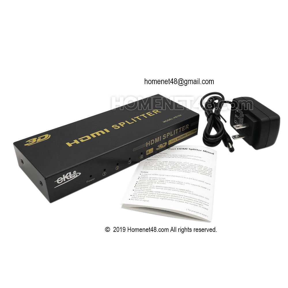 HDMI (V1.4 1080P) Splitter 4 Port + Adapter