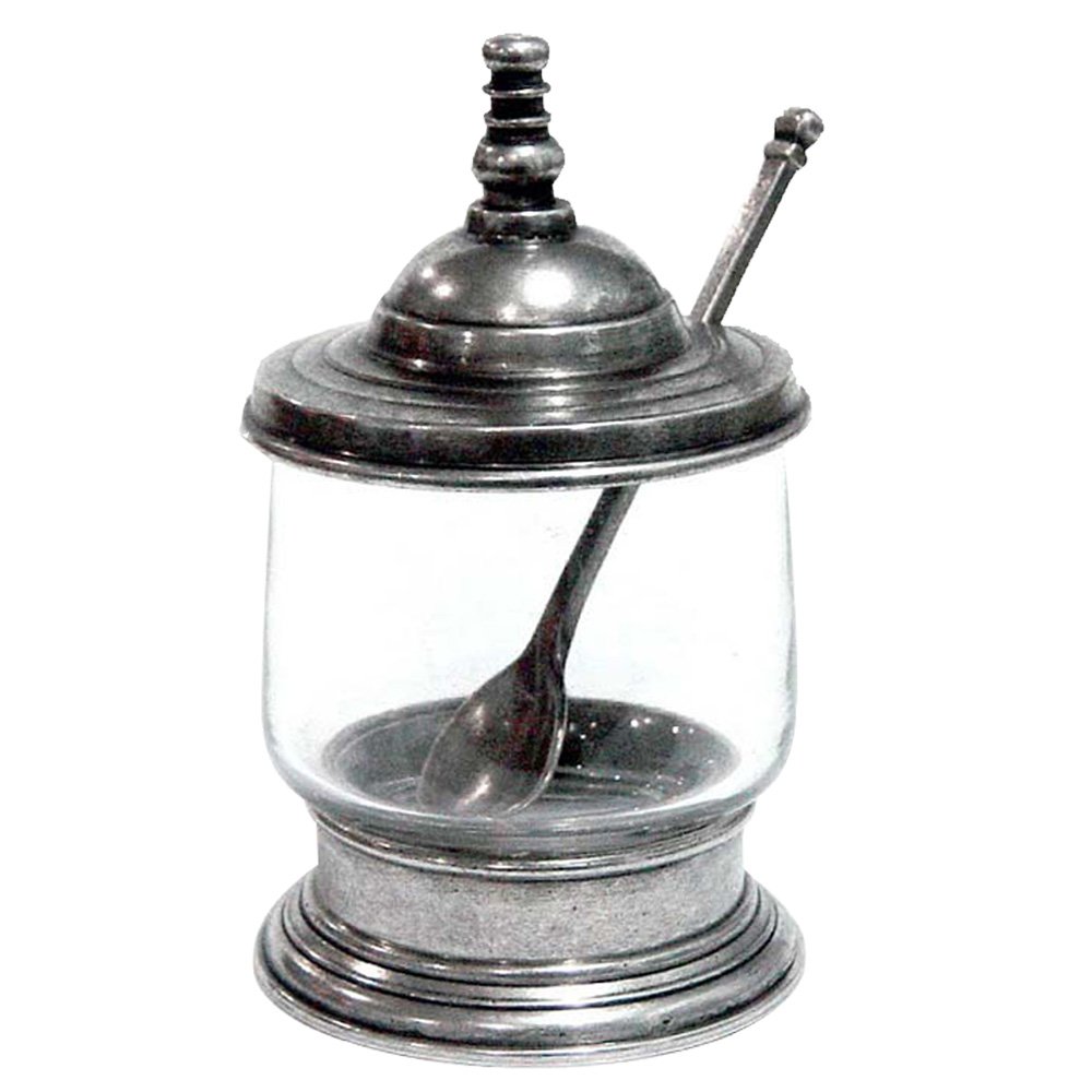 Glass Jars w/Pewter Lid, Spoon