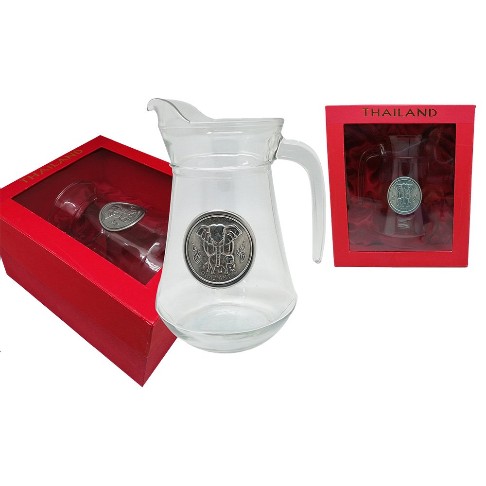 Water/ Juice jug w/Pewter plaque, Giftbox