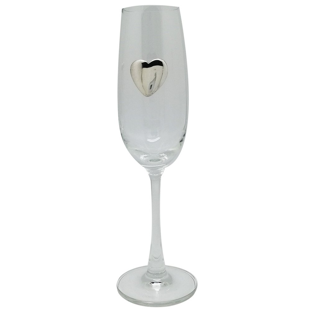 Wine Glass with Heart / Pewter Décor